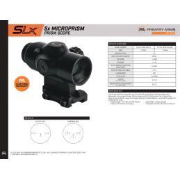 Primary Arms SLx 5X MicroPrism™ Scope - Red Illuminated ACSS Aurora 5.56/.308 Reticle - Yard